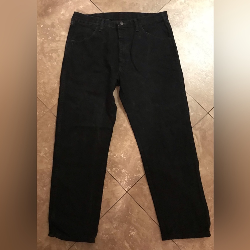 Mens Black Rustler Jeans Straight Fit 36” x 29” Like New